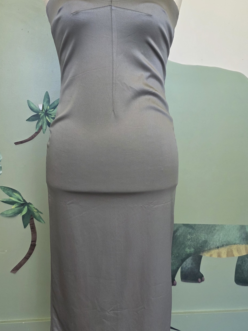 Dolce & Gabbana Silver Midi Slip Dress with Black Straps - Picture 3 of 9